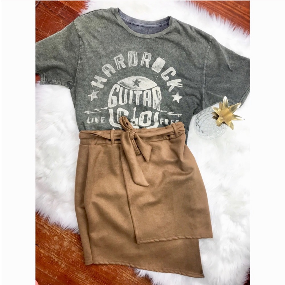 NWOT BooHoo Brown/Tan Asymmetrical Suede Skirts